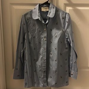 GUCCI Blue straight bunny blouse